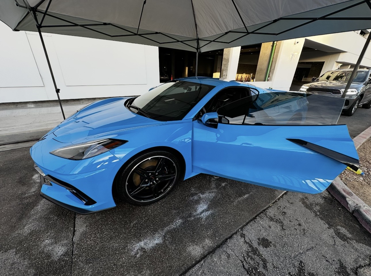 Blue C8 Corvette detailed by Milkyway Detailz Las Vegas
